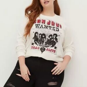 Torrid Bon Jovi Wanted Dead or Alive Graphic Sweatshirt Size 00 (L/XL)